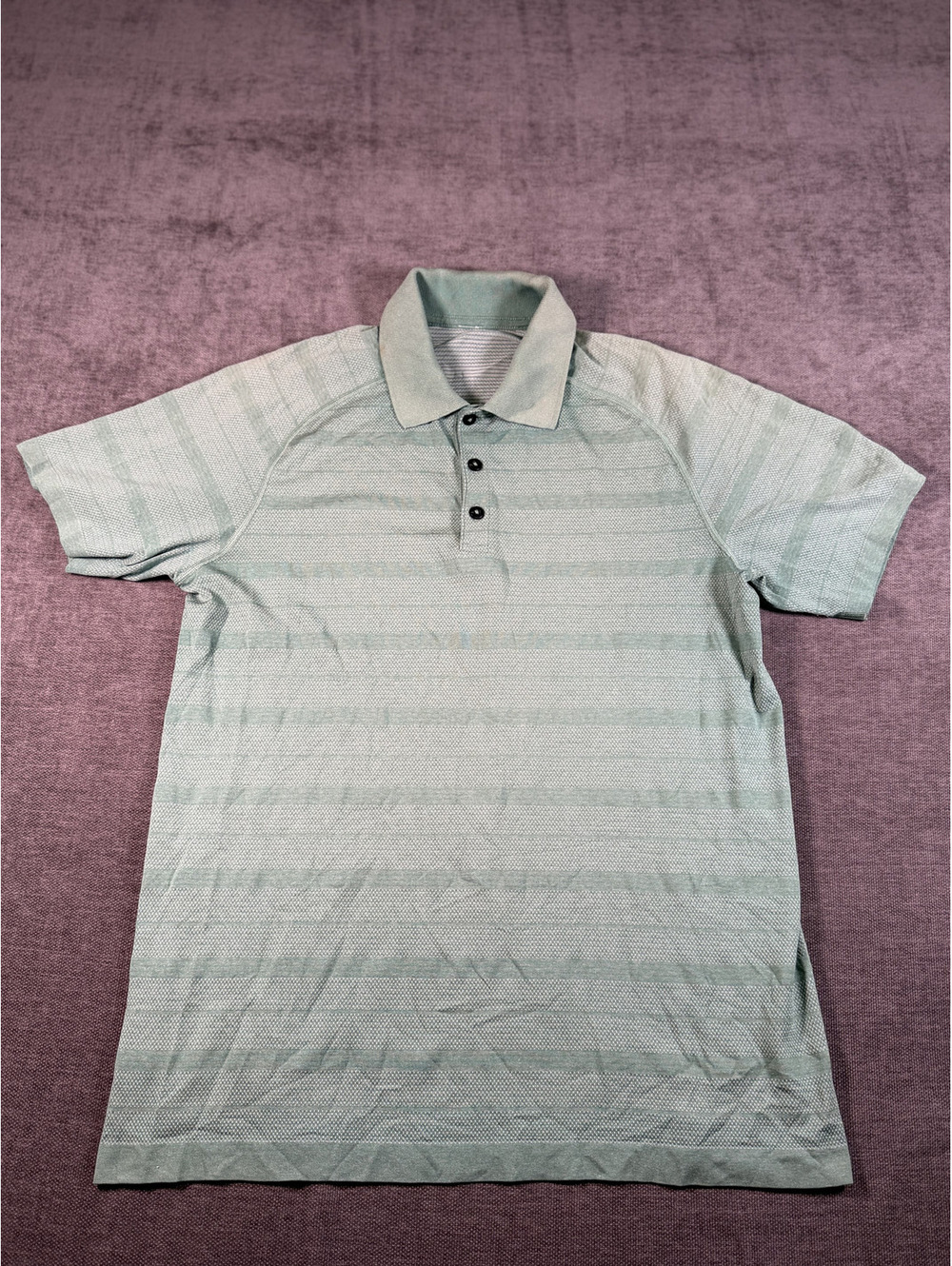 Lululemon Men's Performance Striped Short Sleeve Polo Shirt, Size Large